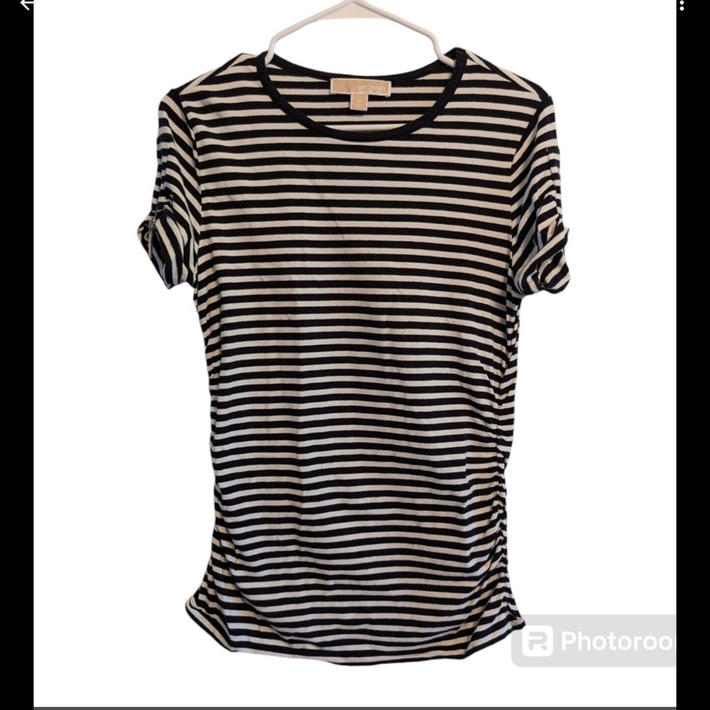 Michael‎ Kors Black and White Fitted Short Sleeve Tee